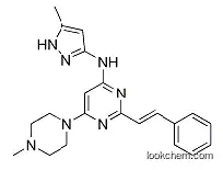 Molecular Structure of 934353-76-1 (6-(4-Methyl-1-piperazinyl)-N-(5-methyl-1H-pyrazol-3-yl)-2-[(1E)-2-phenylethenyl]-4-pyrimidinamine)
